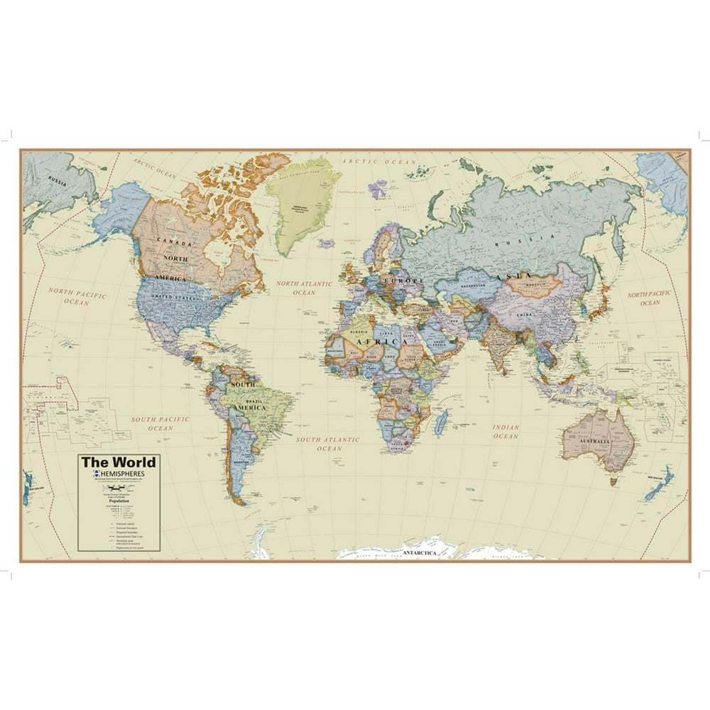 Hemispheres Boardroom Series World Wall Map, Educational Poster Giant ...