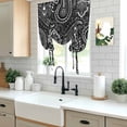thumbnail image 6 of Abstract Floral Tie Up Curtains, Ethnic Black White Paisley Countryside Adjustable Rod Pocket Balloon Curtains Light Blocking Window Treatment for Kitchen Living Room Bedroom, 42 × 54 In, 6 of 9