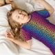 thumbnail image 5 of Balery Leopard Neon Rainbow Gradient Conjunto de Pijama Infantil de Manga Corta con Estampado – Ropa de Dormir de Algodón Suave-Large, 5 of 6