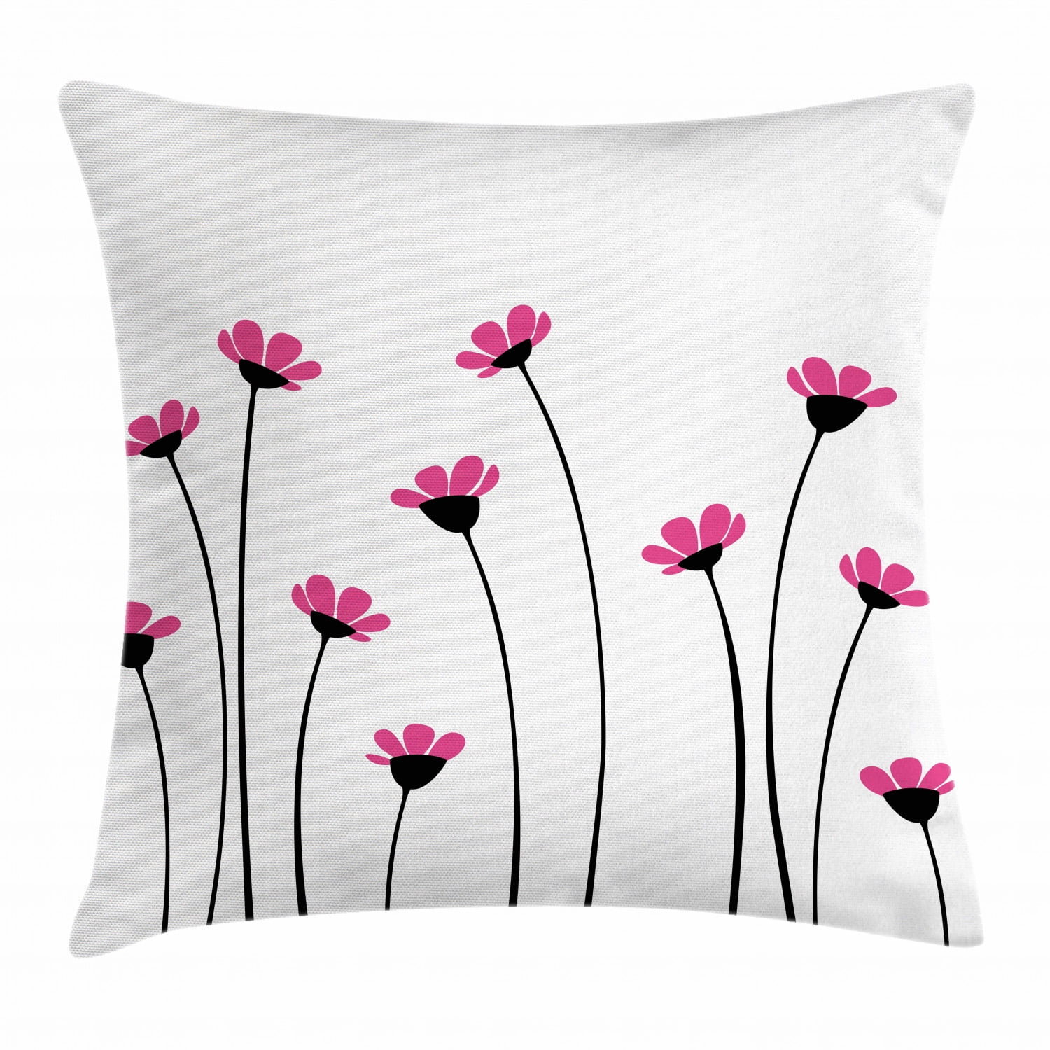 Pink Daisies on Black Pillow
