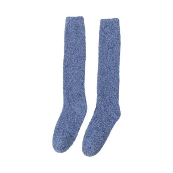 Aellinatey Coral Fleece Over-knee High Socks Women Plush Home Sleep Floor Long Sockings
