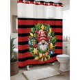thumbnail image 4 of Christmas Santa Dwarf Wreath No Hooks Shower Curtain with Snap in Fabric Liner Set, Classic Red Black Stripes Shower Curtains Waterproof Bathroom Curtain with See Through Top Window, 72x72 Inch, 4 of 6