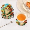 thumbnail image 4 of Coasters Set of 6, Gnome with Sunflowers Truck Coasters with Holder Cotton Woven Drink Coasters Set Cup Coasters for Coffee Table Coasters for Drinks Absorbent Home Decor Aesthetic, 4 of 7