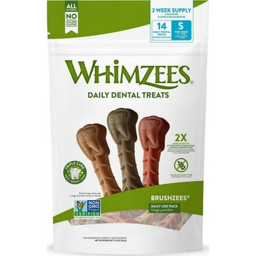 Whimzees Daily Use Brushzees Small Pack Dental Dog Treats 7.4-oz