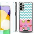 thumbnail image 1 of Shockproof Bumper Phone Case for Samsung Galaxy A23 5G, with Tempered Glass Screen Protector, by OneToughShield ® - Chevron/Teal/Owl, 1 of 3