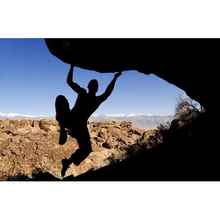 Silhouette Of A Rock Climber Canvas Art - Josh McCulloch Design Pics (36 x 24)