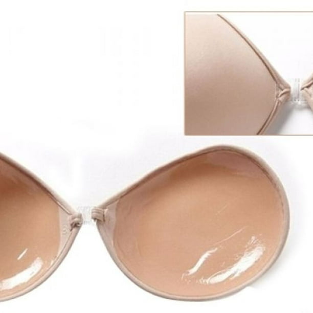 SILICONE STICKY GEL INVISIBLE BACKLESS WIRE FREE BRA 'C' CUP NUDE