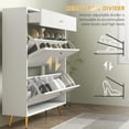 thumbnail image 4 of Demi Bonn 40" Narrow Shoe Storage Cabinet for Entryway with Wave-like Panels and Adjustable Shelves for 12 Pairs of Shoes, White, 4 of 7