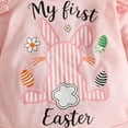 thumbnail image 6 of RMGVDSD Baby Girl Easter Outfit Newborn Clothes Long Sleeve Bunny Letter Romper Cartoon Print Pants With Headbands 3Pcs Outfits Stylish Girl Outfits, 6 of 9