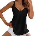 thumbnail image 2 of BLOCLOALO Camisole Tops for Women Flowy Tops for Women Women Casual V Neck Sleeveless Top Solid Color Vest Pullover Shirt Tunic Tank Tank Top V Neck Blouses for Women Blouses Casual Black Xxl, 2 of 7
