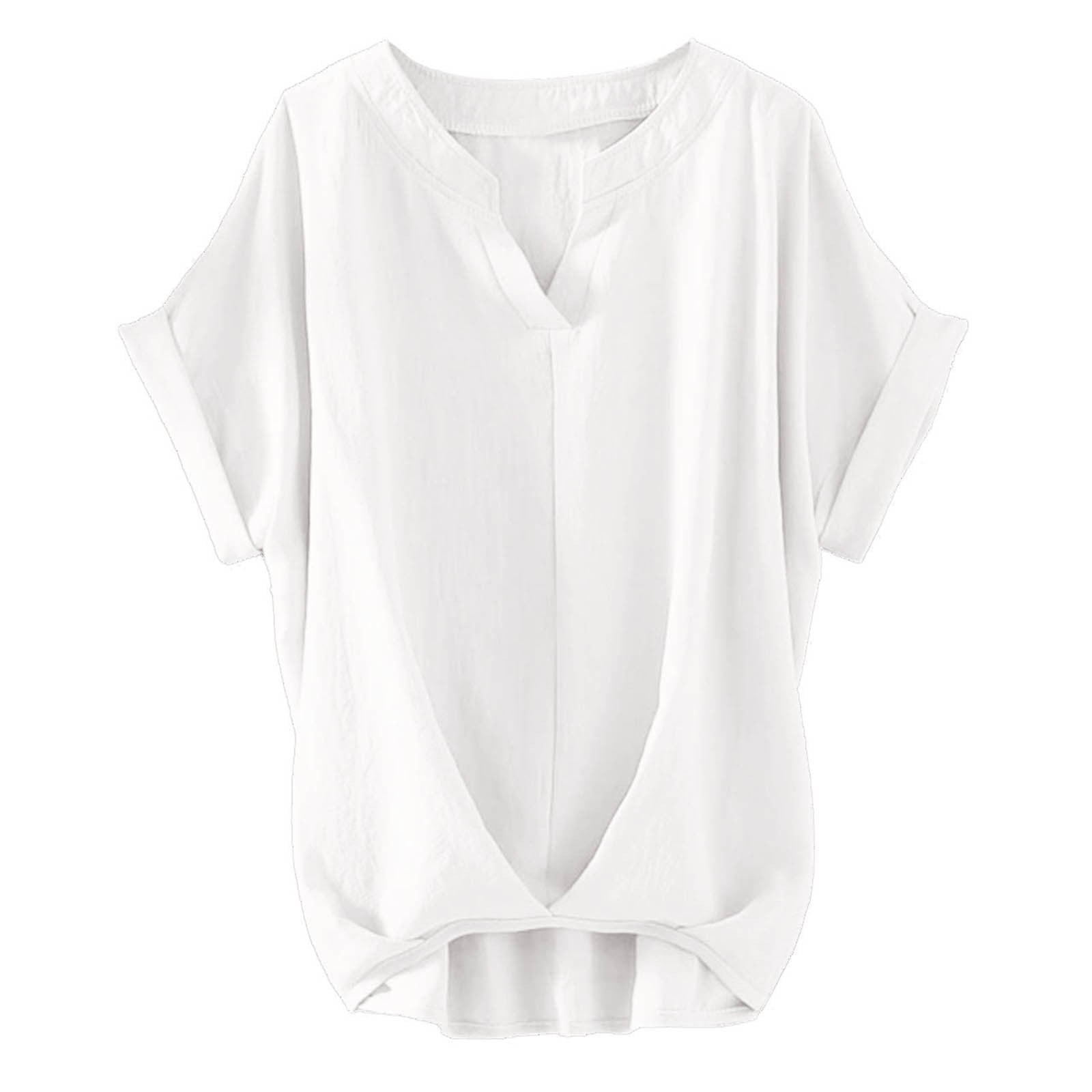 Spring Tops for Women Short Sleeve 3/4 Sleeve Fashion Slit Shirt