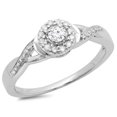thumbnail image 1 of 0.25 Carat (ctw) 14K White Gold Round Diamond Ladies Swirl Split Shank Bridal Halo Engagement Ring 1/4 CT, 1 of 4