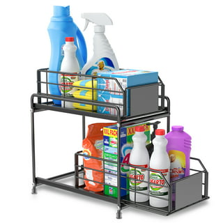 Under Sink Organizers And Storage For Kitchen And Bathroom 2-tier Under  Sink Shelf With Sliding Drawer And 3-tier Height-adjustable Pot Rack Metal  Bla