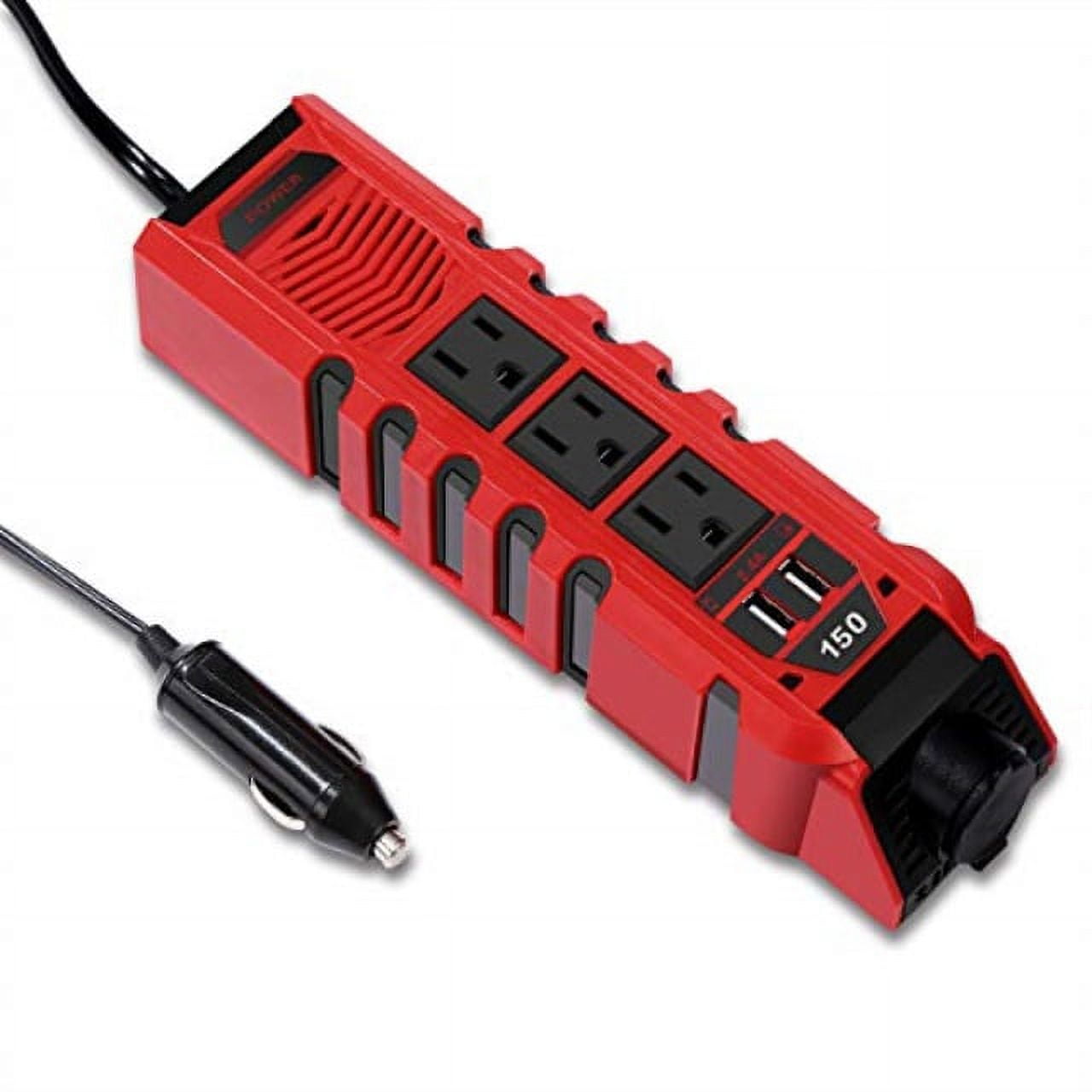 BYGD 150W Car Power Inverter DC 12V to 110V AC Converter with 3 Charger Outlets and Dual 2.4A USB Ports Car Cigarette Lighter Adapter