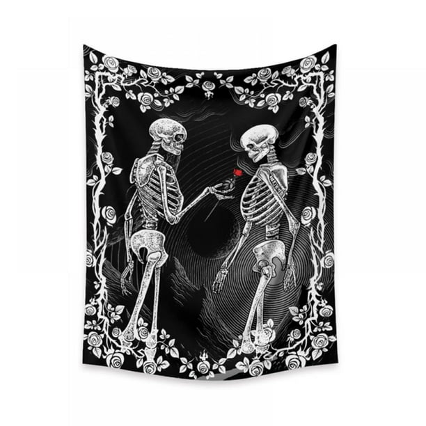 Skull Floral Wall Hanging Tapestry Skeleton Rose Romantic Tapestry  Psychedelic Hippie Tapestry for Living Room - Walmart.com