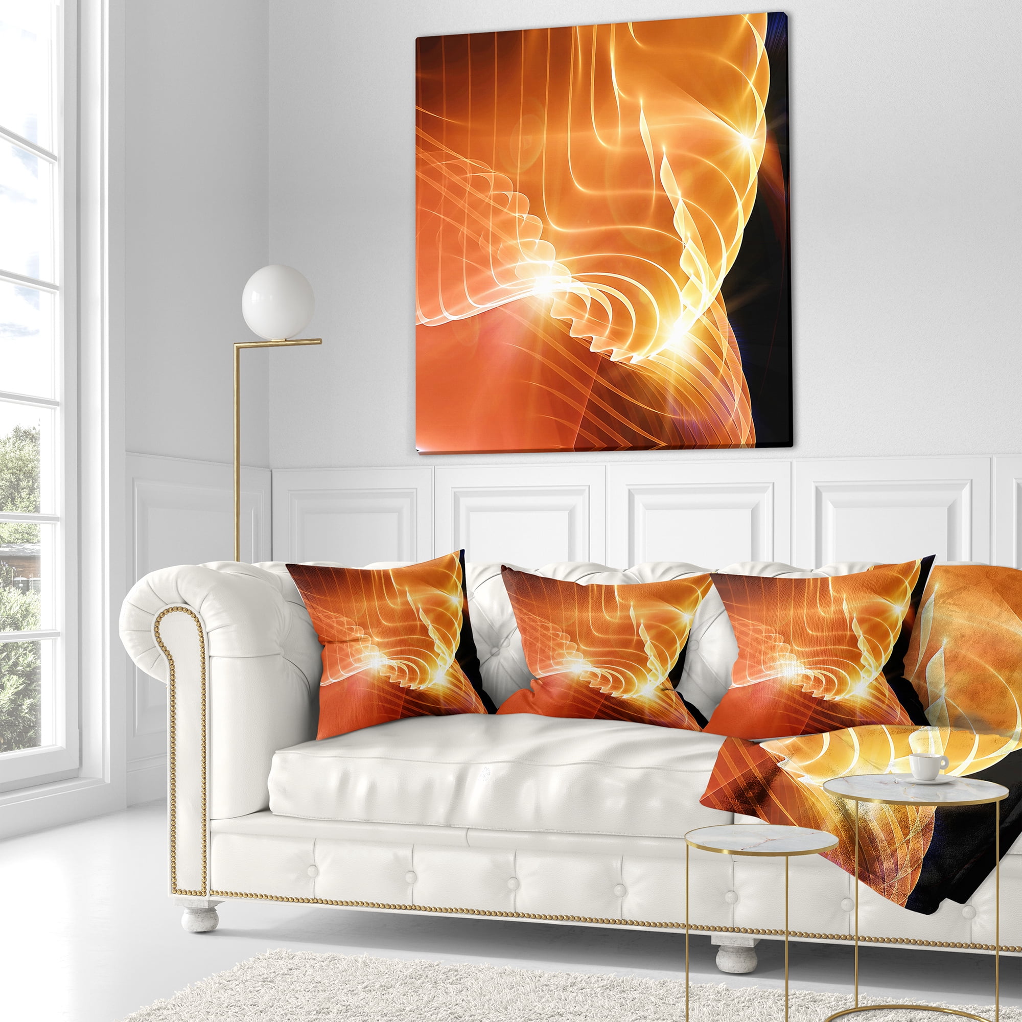 Designart Bright Yellow 3d Abstract Design - Contemporary Abstract Throw Pillow - 16x16