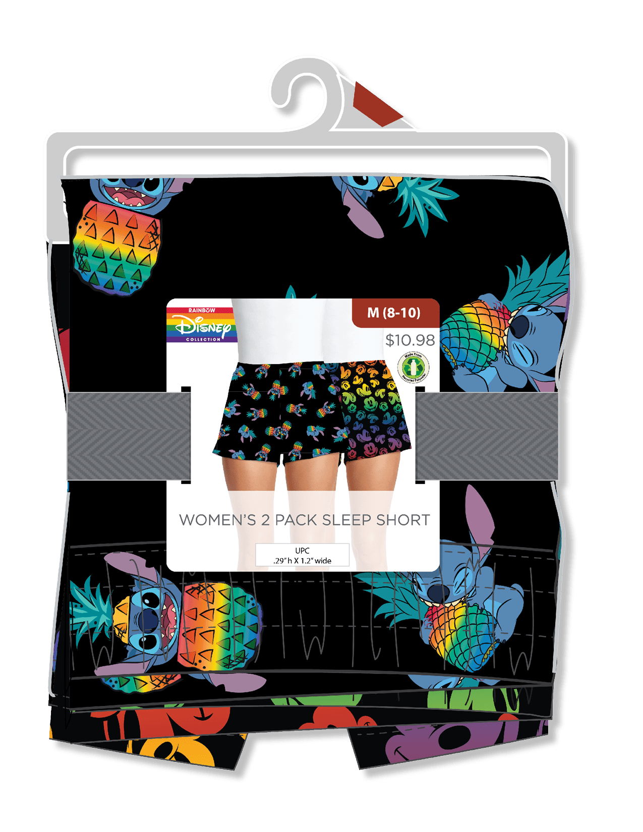 Disney Women's and Women's Plus Mickey Mouse and Stitch Pride Sleep Shorts, 2-Pack, Sizes XS-3X
