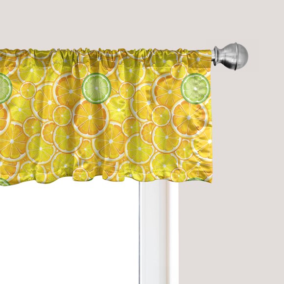 Ambesonne Cantonnière à Fruits, Cercles Citron Orange, 54 Pouces X 18 Pouces, Jaune Blanc et Vert