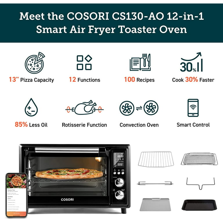 Cosori Cube Smart Air Fryer Toaster Oven Black KAAPAOCSSUS0015