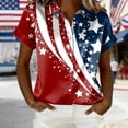 thumbnail image 2 of MEICHEN Women's 250th Anniversary American Flag Satin Shirt Short Sleeve Button Down Patriotic Blouse 4th Of July Casual Summer Tops, 2 of 4