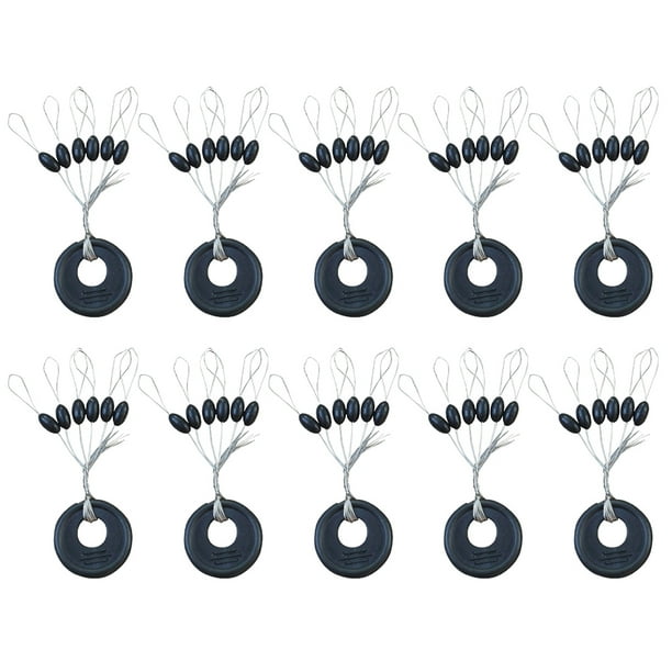 FLhrweasw Juego 60 Uds. 10 Grupos Tapón Frijoles Espaciales Goma Línea Pesca Carpa (Oval L)