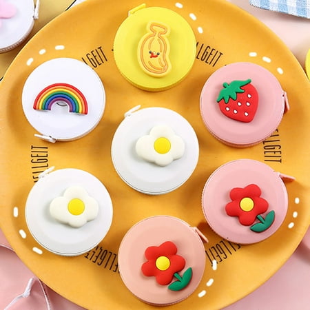 

Double-Sided Tape Measure with One-Click Pull Back 150cm Length Cartoon Fruit and Flower Decor Ideal for Students and Measuring Tools