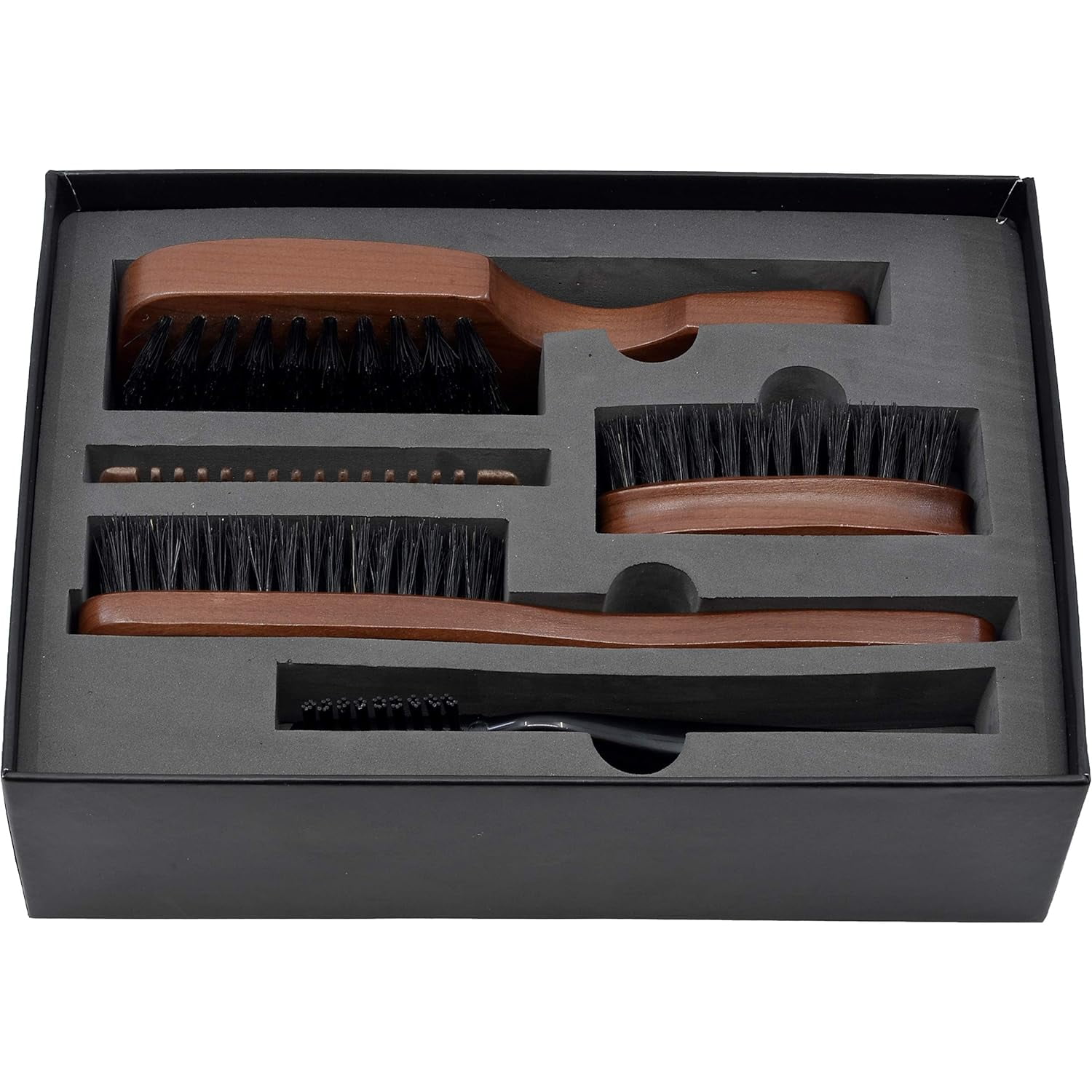 Murai Beard Kit for Men Gift Set GMK1 Mens Beard Grooming Kit - Military Paddle Hair Brush, Large Handle Beard Brush, Pocket Sized Oval Beard Brush, Wood Beard Comb, and Hairbrush Cleaner