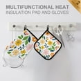 thumbnail image 4 of Yayeee Oven Mitts and Pot Holder Set of 4 Heat Resistant Kitchen Gloves Baking Hot Pad, Retro Yellow Floral, 4 of 5
