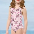 thumbnail image 4 of FOR U DESIGNS Lightweight Girls One-Piece Swimsuit for Beach Sport Pink Butterfly Flower Toddler One Piece Bathing Suit Summer Sleeveless Outfits Size 5-6, 4 of 8