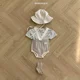 thumbnail image 4 of Pelele de algodón de verano para bebés, niños y niñas, monos con pechera, traje para gatear todo en uno para recién nacidos de estilo coreano, pantalones envolventes para niños, ropa, 4 of 5