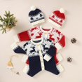 thumbnail image 2 of Newborn Baby Girls Boys Christmas Jumpsuit Deer Button Sweater Romper My First Christmas 2PCS Clothes Set, 2 of 7