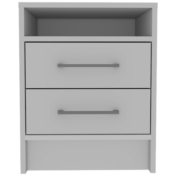 Depot E-Shop Leyva Nightstand with 2 Drawers and Open Shelf, White