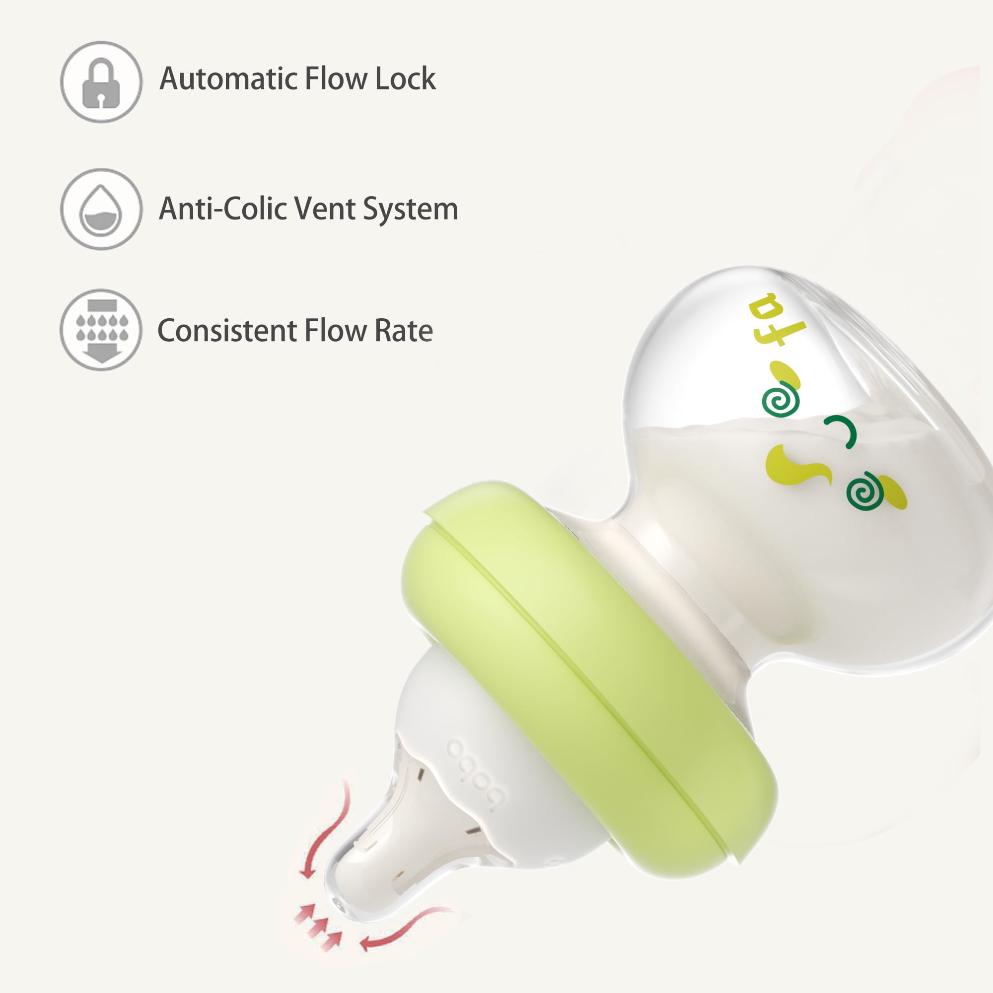 YOHKOH 2.7oz Newborn Glass Baby Bottle Set,with Slow Flow Nipple,for 0 m+,4-Pack,Green