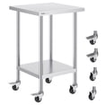 thumbnail image 1 of VEVOR Stainless Steel Work Table 24 x 24 x 38 Inch, with 4 Wheels, 3 Adjustable Height Levels, Heavy Duty Food Prep Worktable for Commercial Kitchen Restaurant, Silver, 1 of 9