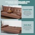 thumbnail image 6 of Spaco Convertible Folding Leather Futon Sofa with Cup Holders and Armrests-Brown, Couch for Living Room, Loveseat Sofa for Small Spaces, Living Room, Office, Soft Couch Easy to Install, 6 of 9