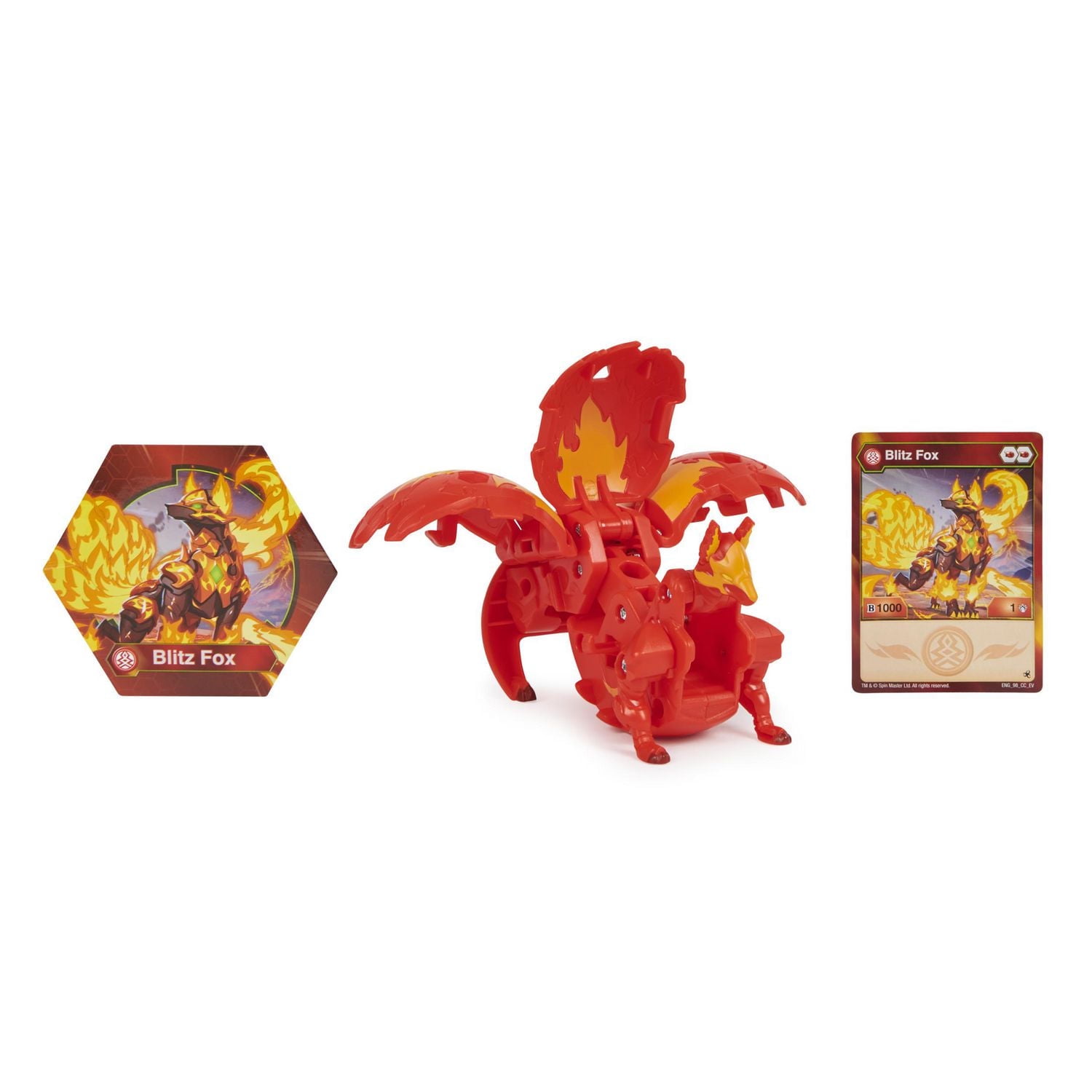 Bakugan Evolutions Deka, Blitz Fox, Figurine Jumbo articulée transformable à collectionner et carte à échanger, jouets pour garçons, à partir de 6 ans
