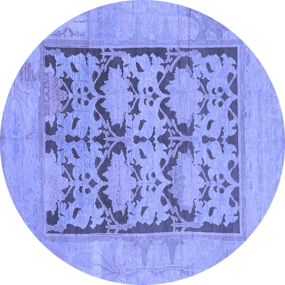 Ahgly Company Indoor Round Oriental Blue Traditional Area Rugs, 4' Round