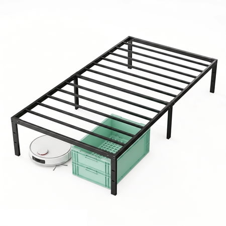 Alvantor Metal bed Frame 18 inch Tall with Under-bed Storage, Heavy Duty, Easy to Assemble, Black