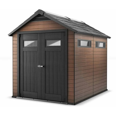 Keter Fusion Large 7.5 x 9 ft. Wood &amp; Plastic Outdoor Storage Shed 