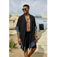 thumbnail image 6 of COOFANDY Men's Cardigan Lightweight Cotton Sweater Kimono Style Cloak Open Front Cape,Black,, 6 of 6