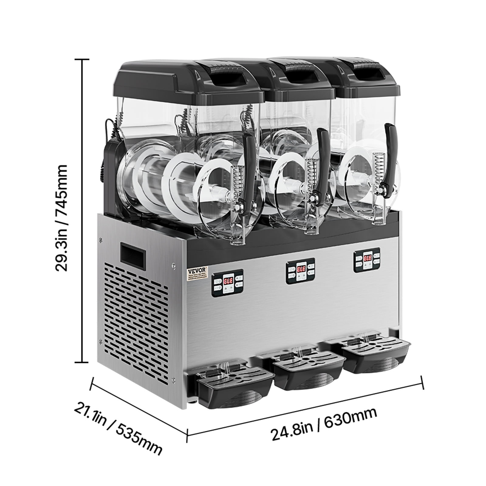 VEVOR Commercial Slushy Machine, 12Lx3 Triple Tank Frozen Drink Machine, 144 Cups Stainless Steel Margarita Smoothie Frozen Drink Maker, Slushie Maker
