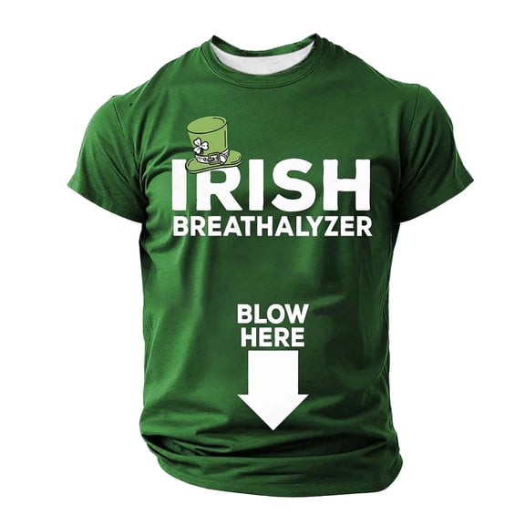 IWRICH Oversize Big and Tall T Shirts for Men St. Patrick's Day Casual Tshirts Short Sleeve Crew Neck Tees Dark Green L