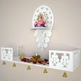 thumbnail image 3 of Beautiful Wall Hanging Wooden Temple/ Pooja Mandir Design with Shelf, Brown Color, 3 of 4