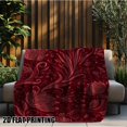 thumbnail image 2 of Deep Red Vine Floral Throw Blanket - Elegant Burgundy Lightweight All-Season Polyester Flannel for Couch Bed Travel Camping, Machine Washable Indoor Outdoor Decor, 2 of 10