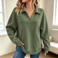 thumbnail image 6 of Hurxie Womens Oversized V Neck Fleece Sweatshirt Casual Long Sleeve Sweatshirts Collared Pullover Sweatshirts, 6 of 7