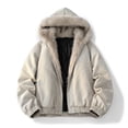 thumbnail image 4 of LYSMORA Mens Faux Fur Lined Hooded Bomber Jacket Snap Zipper Dual Closure Warm Winter Casual Outer Coat Rib Cuff Hem, 4 of 8