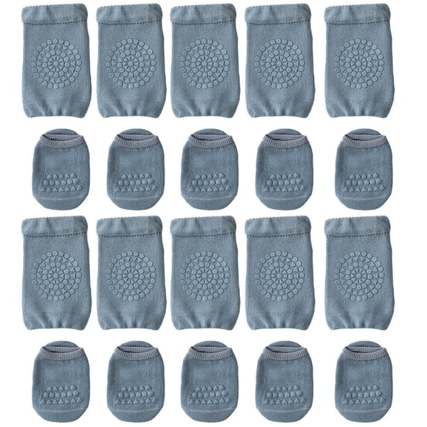 Juego de 5 pares de calcetines antideslizantes para bebé, rodilleras antideslizantes unisex y para gatear para bebés