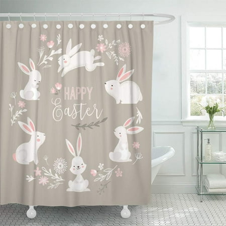 Yusdecor Watercolor Rabbit Easter Cute Banny And Text Pink Bunny Spring Bathroom Decor Bath Shower Curtain 60x72 Inch Walmart Canada