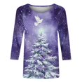 thumbnail image 5 of Holiday Gifts! Titcea Christmas Shirts for Women 3/4 Sleeve Round Neck Glitter Xmas Tree Print Pullover Christmas Sweaters 2024 Fashion Casual Tops, 5 of 5