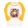 thumbnail image 4 of Otqutp Girls Pumpkin Shirt 3/4 Length Sleeve T-Shirts Halloween Shirts for Kids Flower Ghosts Prints Spooky Horror Party Parade Tops, 4 of 5